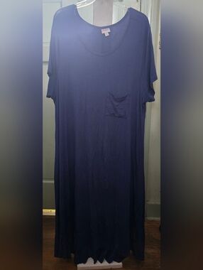 LuLuRoe Brand Navy Blue T-Shirt Dress with Pocket